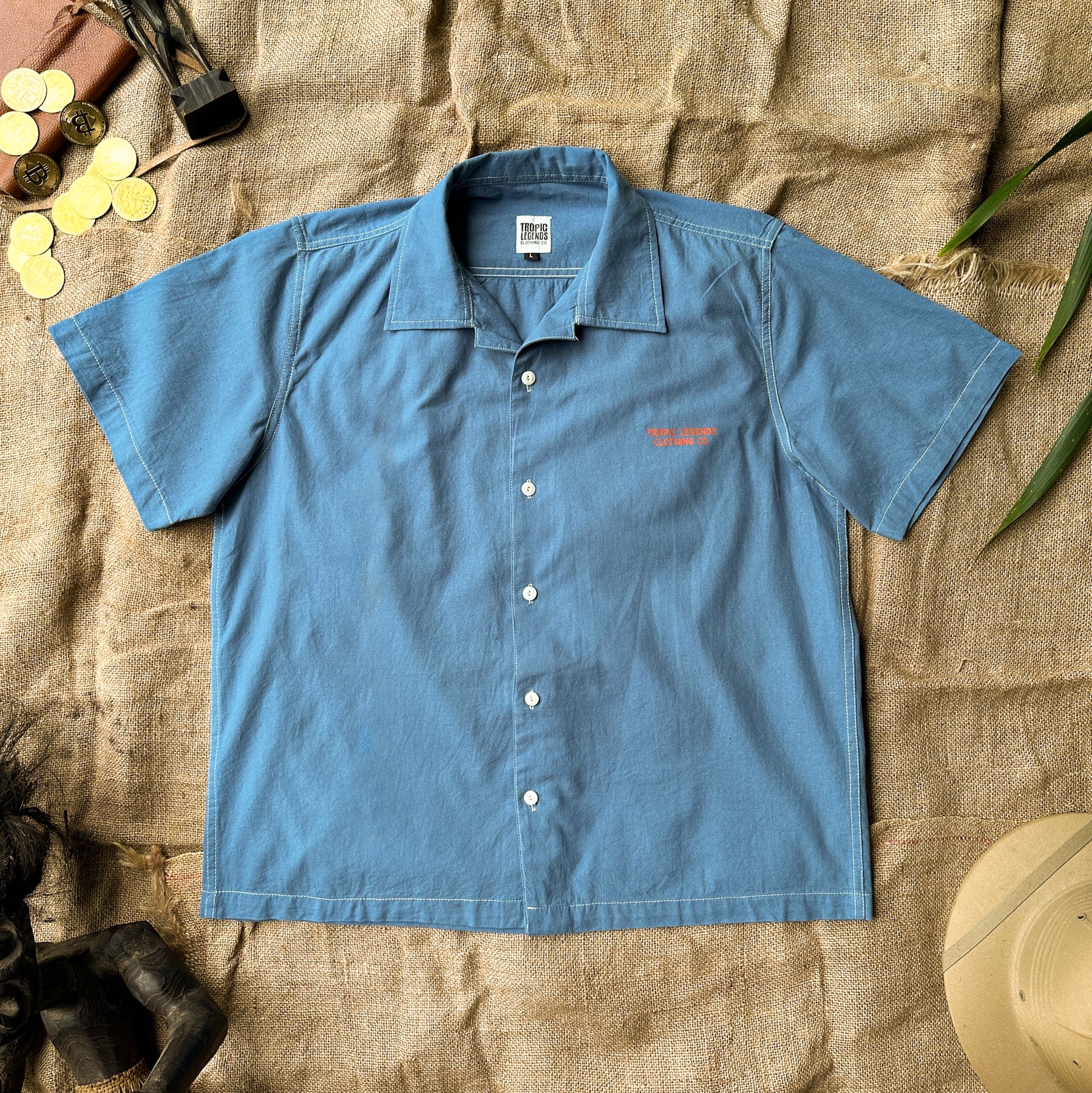 Linen Camp Shirt - Acid Blue