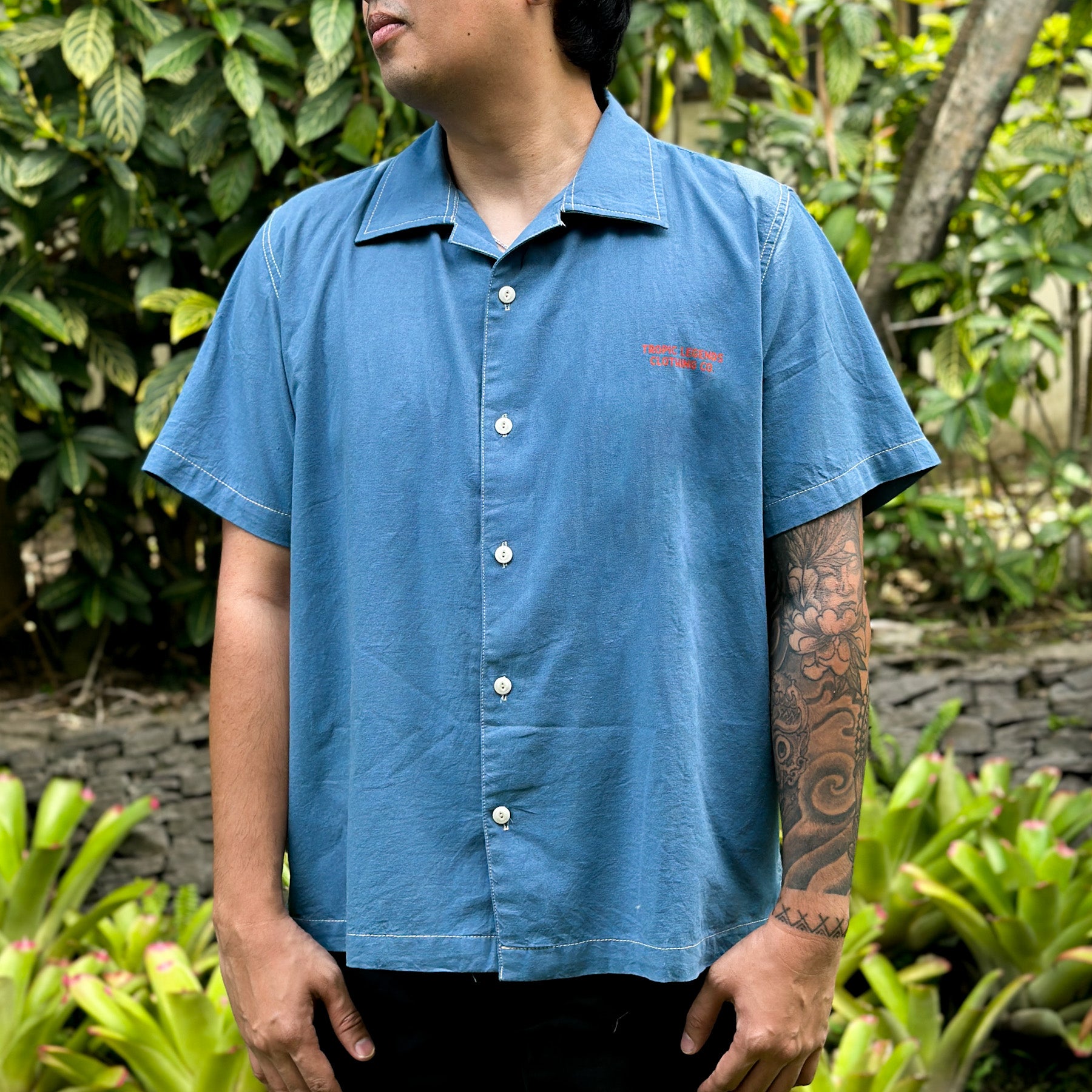 Linen Camp Shirt - Acid Blue