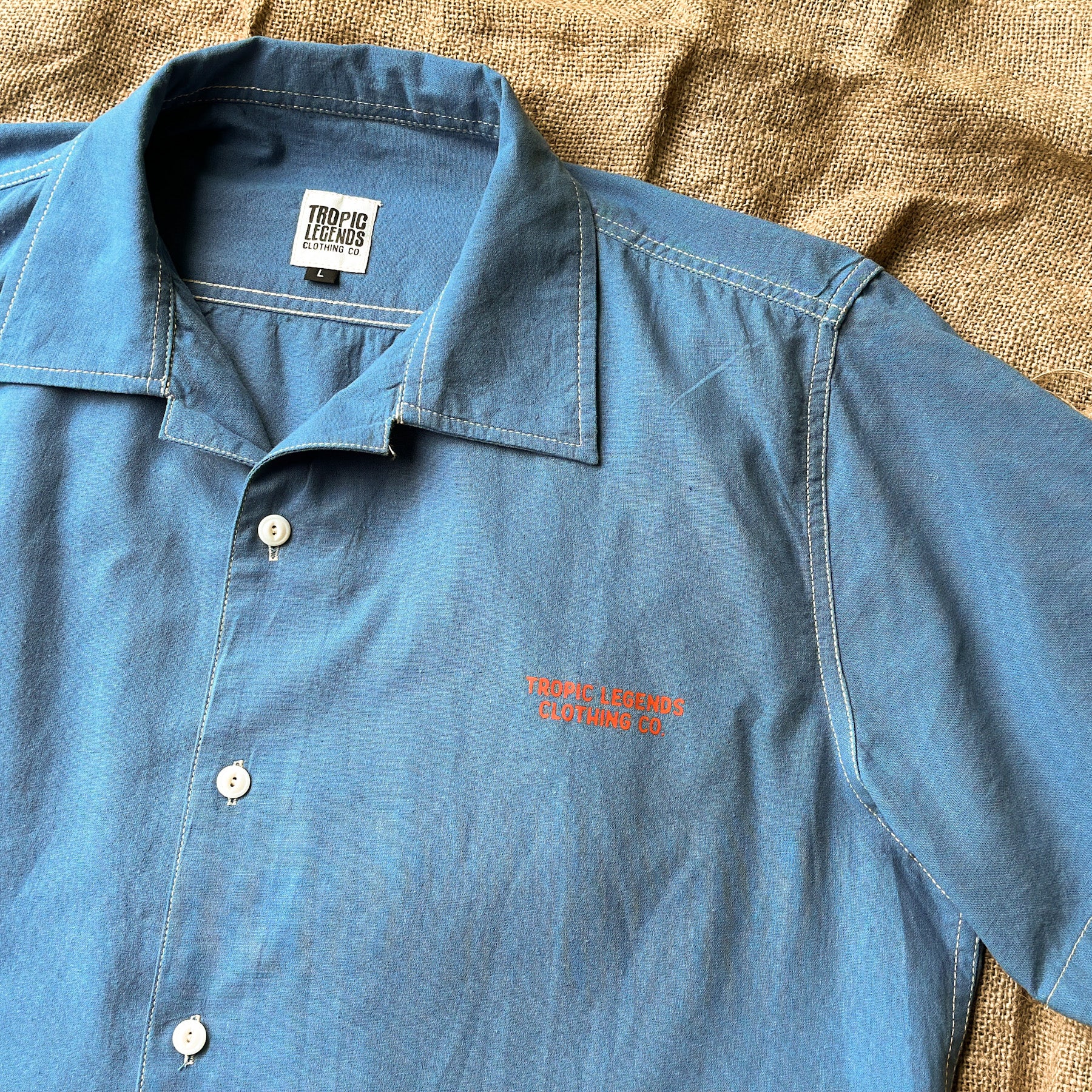 Linen Camp Shirt - Acid Blue