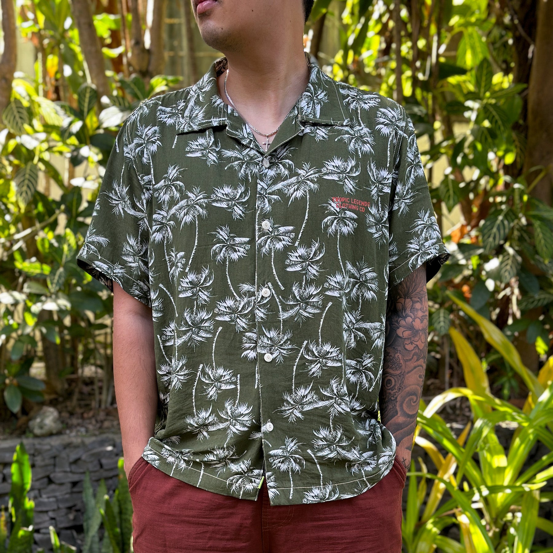 “Palms” Camp Shirt - Olive